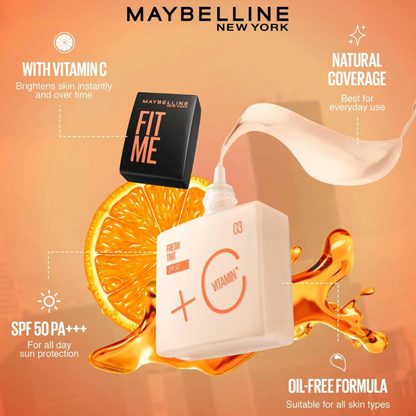 [Review] Kem Nền Maybelline New York Fit Me Fresh Tint Vitamin C SPF50/PA+++ 33