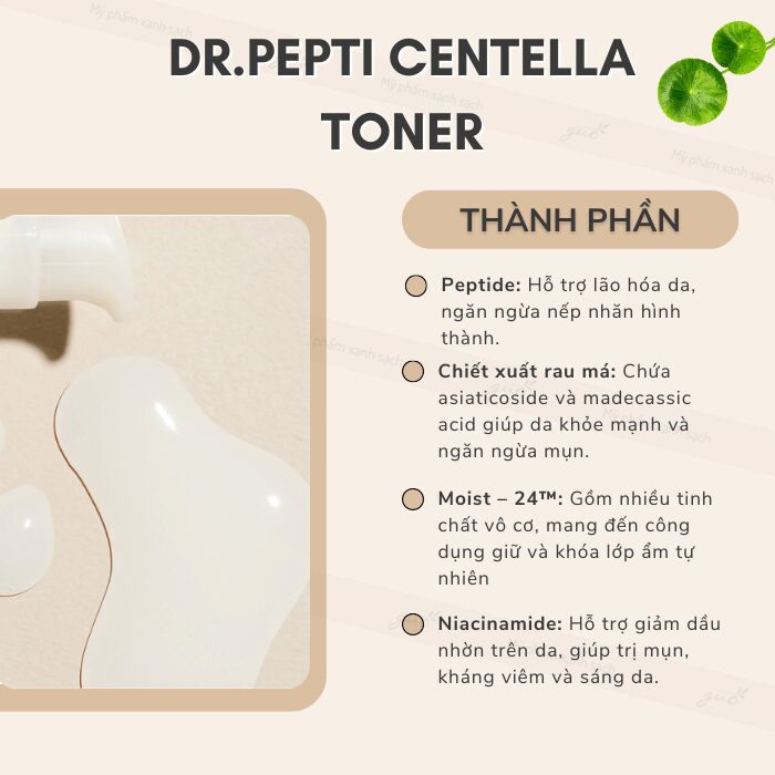 Nước Hoa Hồng Dưỡng Da Căng Bóng Dr.Pepti Centella Toner Ex 7