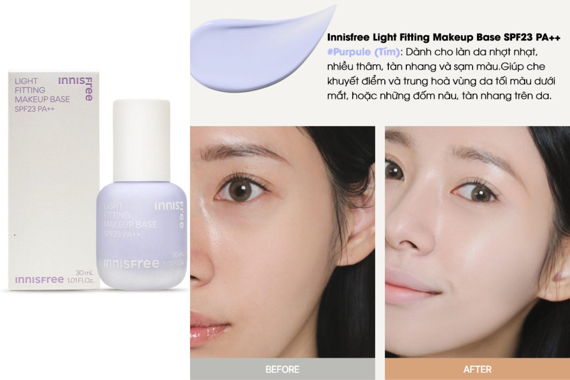 [Review] Kem Lót Innisfree Light Fitting Makeup Base SPF23 PA+ 6