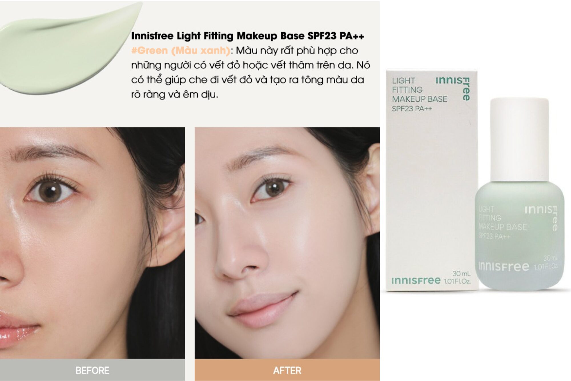 [Review] Kem Lót Innisfree Light Fitting Makeup Base SPF23 PA+ 7