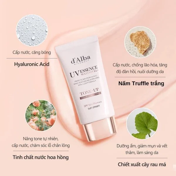[Review] Kem Chống Nắng d'Alba Waterfull Tone-Up Sun Cream SPF50+PA++++ 5