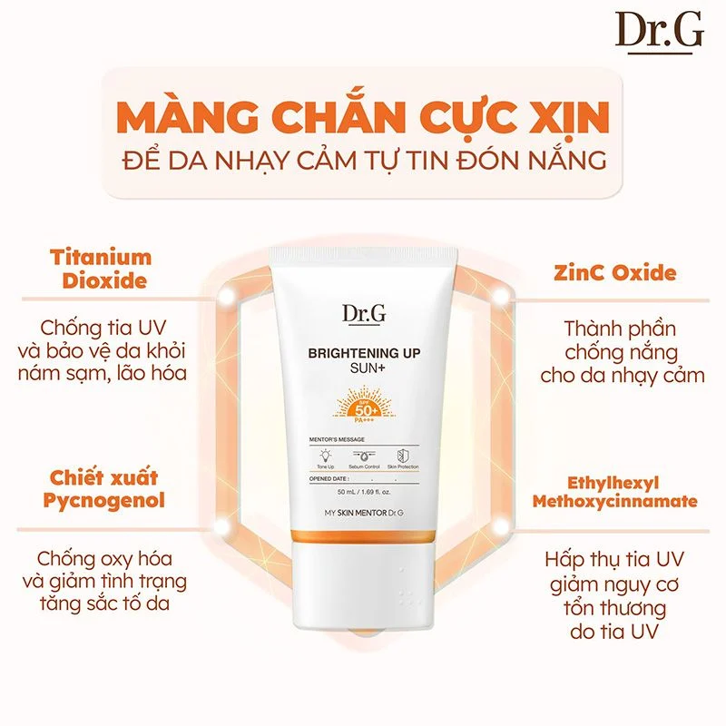 [Review] Kem Chống Nắng Dưỡng Sáng Nâng Tone Da Dr.G Brightening Up Sun+ SPF50+ PA+++ 50ML 6