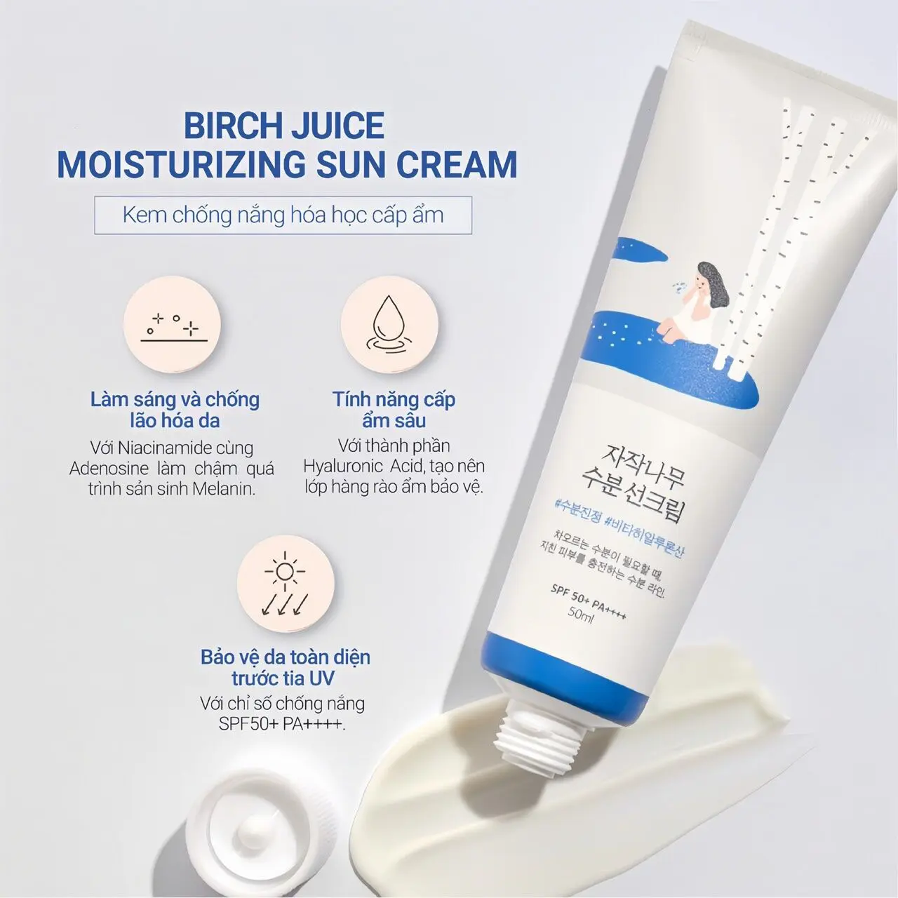 [Review] Kem Chống Nắng Round Lab Birch Juice Moisturizing Sunscreen SPF 50+ PA++++ 6