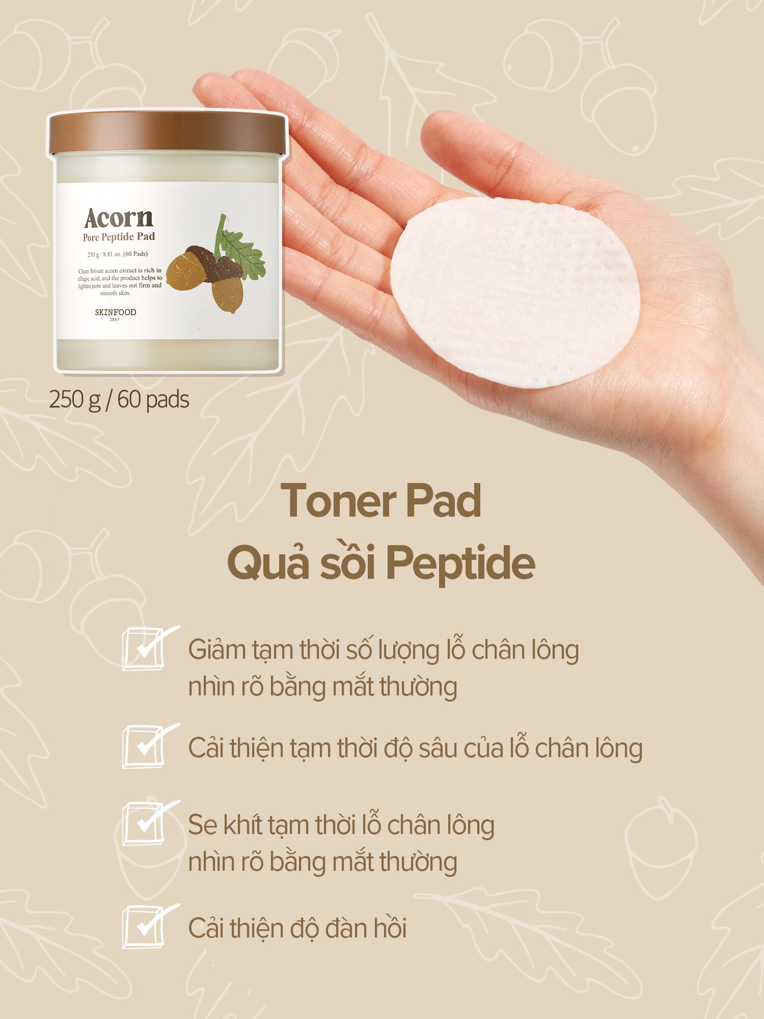 [Review] Toner pad SKINFOOD Acorn Pore Peptide Pad 7