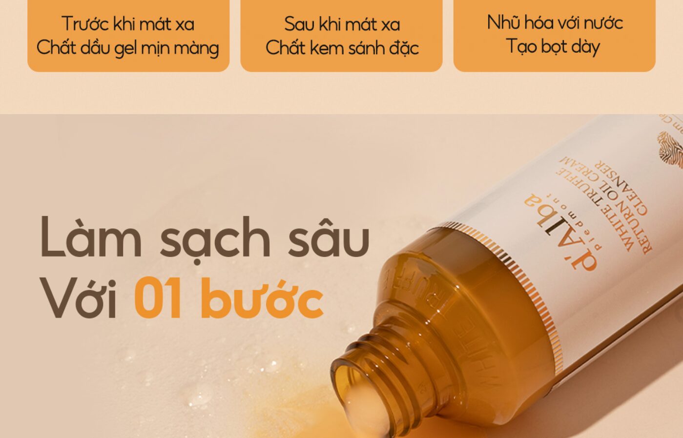 [Review] Dầu rửa mặt thuần chay d’Alba White Truffle Return Oil Cream Cleanser 8