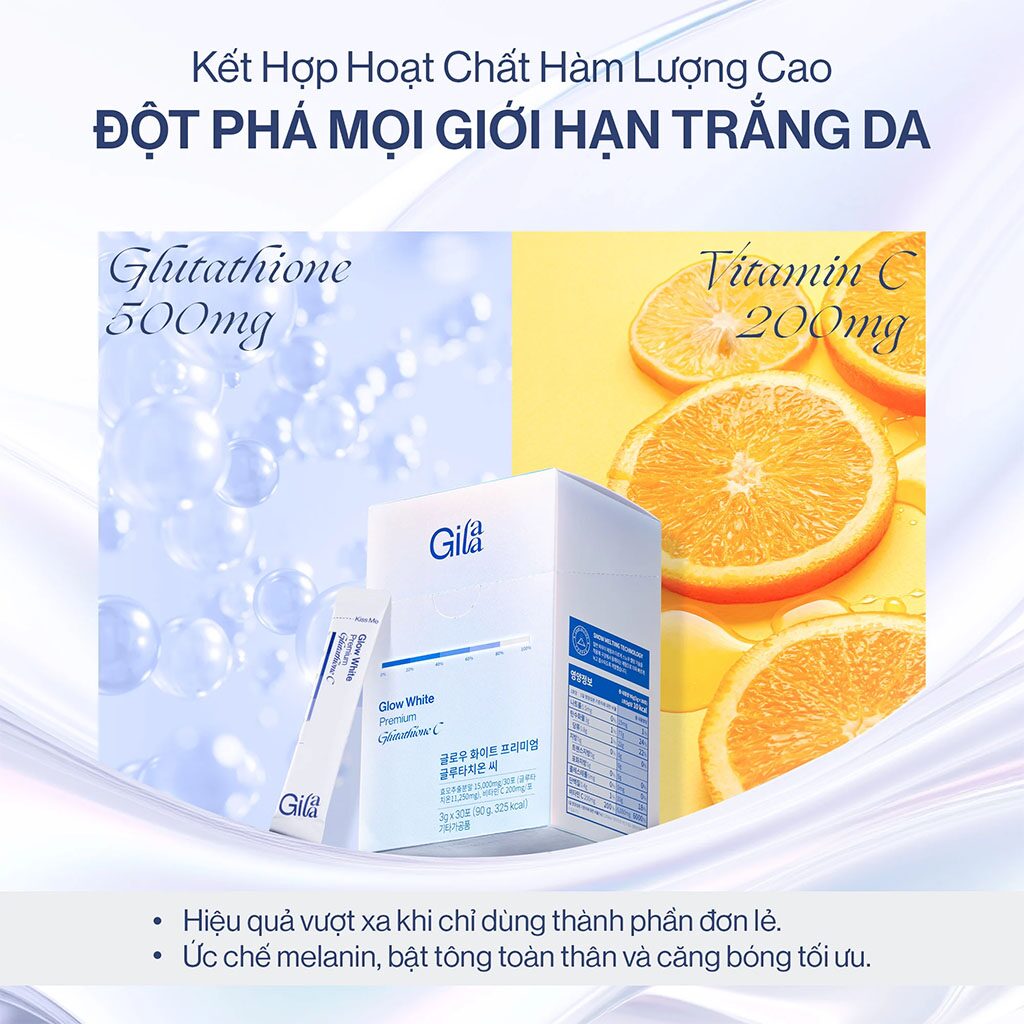 [Review] Bột Ngậm Trắng Da Hàn Quốc Glow White Premium Glutathione C Gilaa Có Thực Sự Tốt? 2