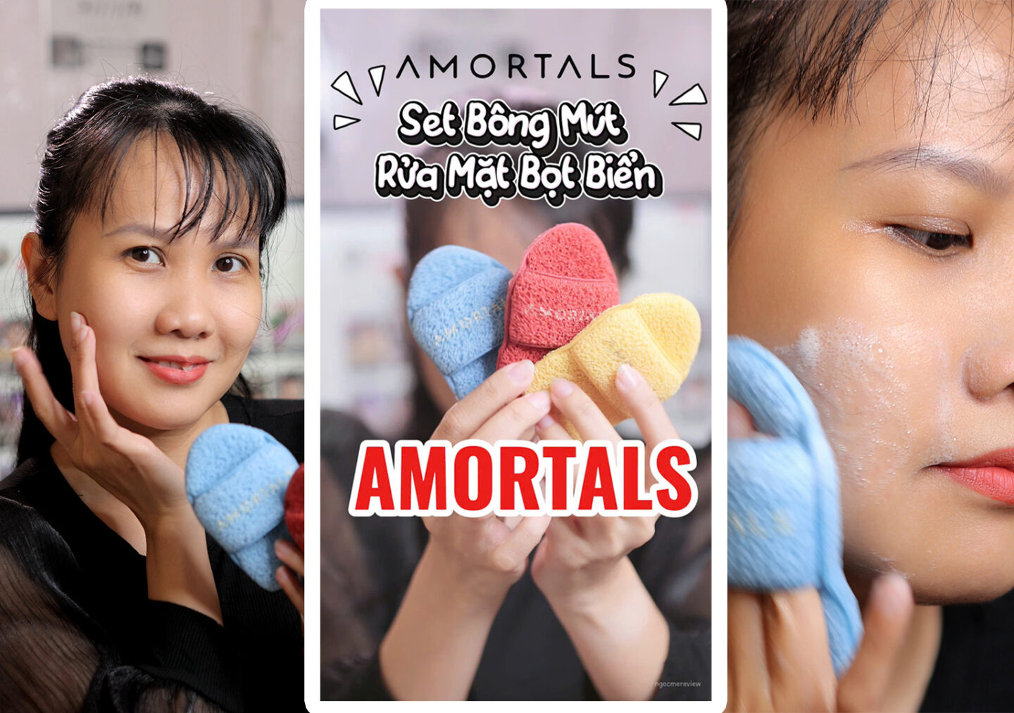 Bông mút rửa mặt bọt biển AMORTALS - Chăm sóc da hoàn hảo 1